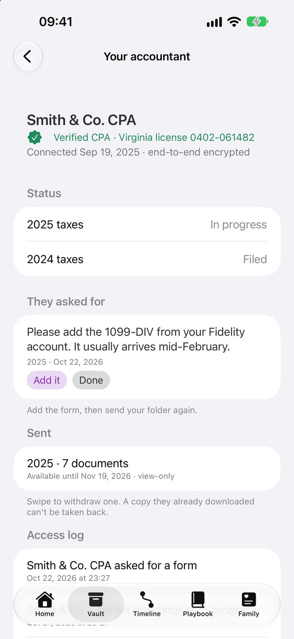 A verified accountant asking for a missing form