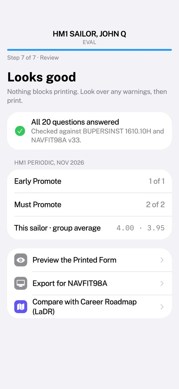 Review screen: all questions answered and checked, ready to print